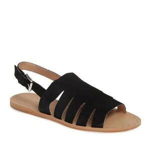 Halogen Jannie Flat Sandals Black Suede Size 7.5 NEW